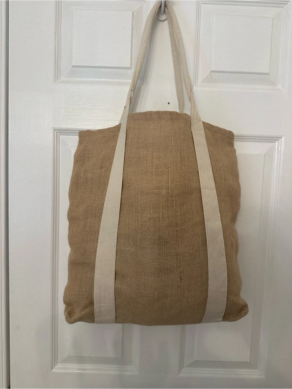 Tribeca Tribe Jute Cotton Blend Tote Bag‎ Tan Cream Boho Shoulder Bag Pocket
